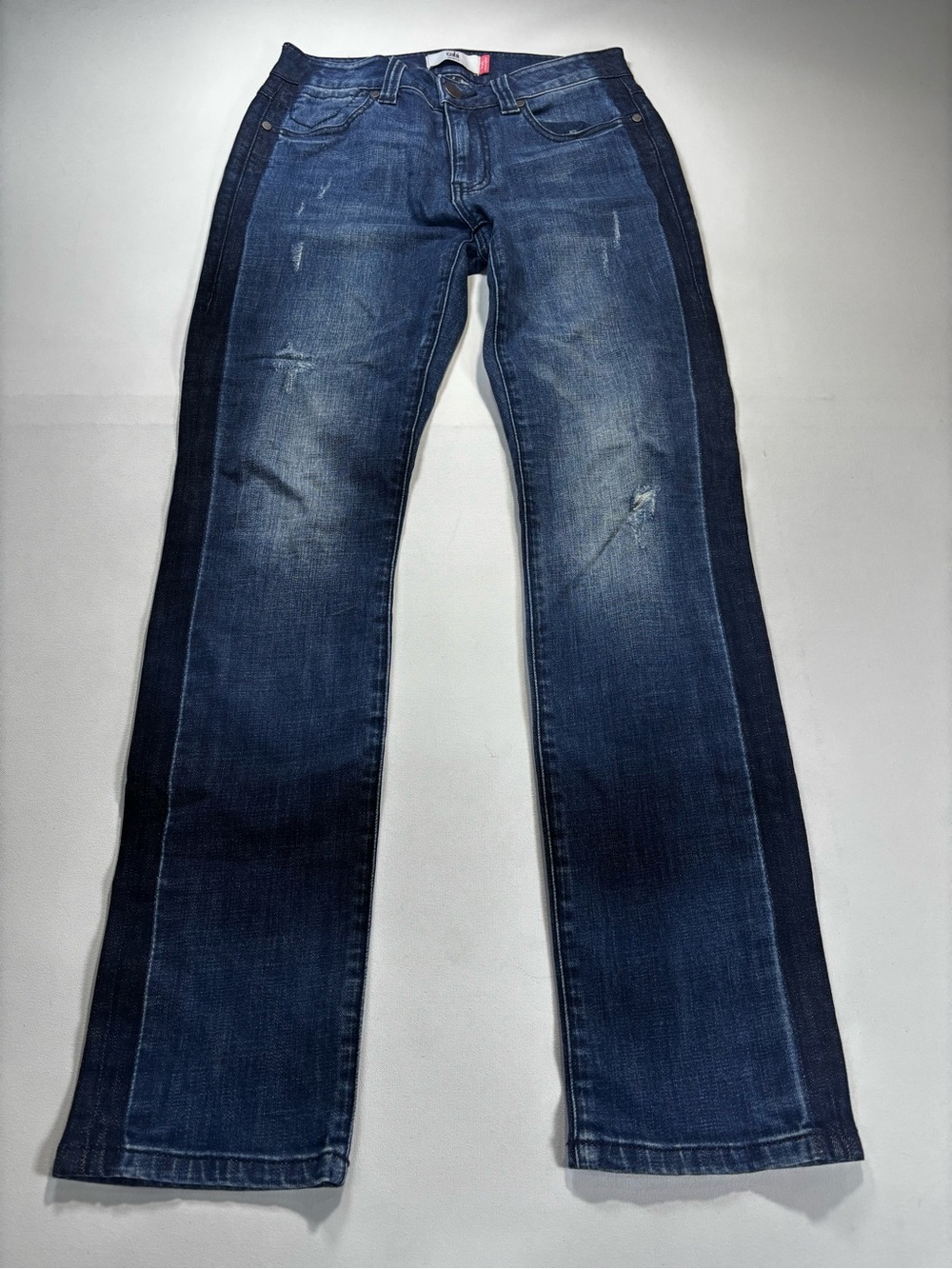CAbi Two-Tone Dark & Medium Blue Straight-Leg Jeans